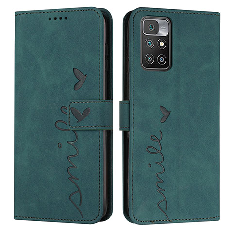 Custodia Portafoglio In Pelle Cover con Supporto Y03X per Xiaomi Redmi 10 (2022) Verde