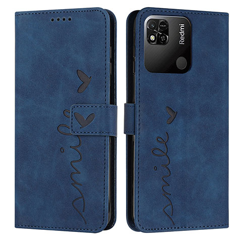 Custodia Portafoglio In Pelle Cover con Supporto Y03X per Xiaomi Redmi 10 India Blu