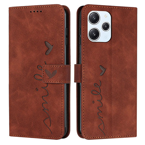 Custodia Portafoglio In Pelle Cover con Supporto Y03X per Xiaomi Redmi 12 4G Marrone