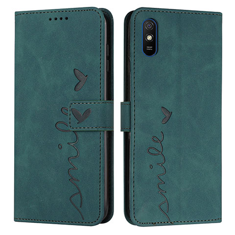 Custodia Portafoglio In Pelle Cover con Supporto Y03X per Xiaomi Redmi 9AT Verde