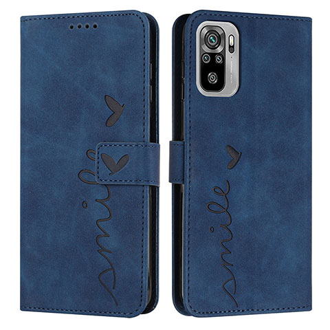 Custodia Portafoglio In Pelle Cover con Supporto Y03X per Xiaomi Redmi Note 10 4G Blu