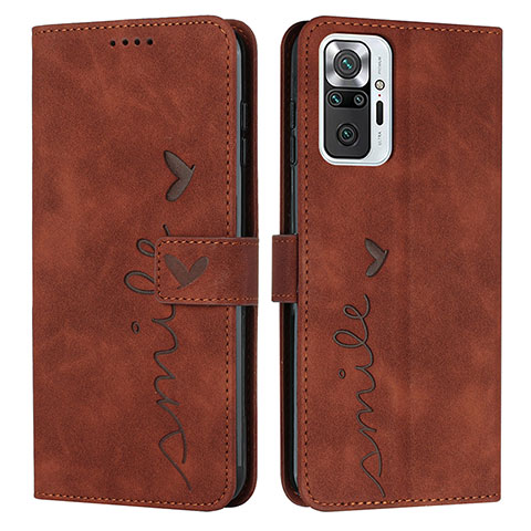 Custodia Portafoglio In Pelle Cover con Supporto Y03X per Xiaomi Redmi Note 10 Pro 4G Marrone