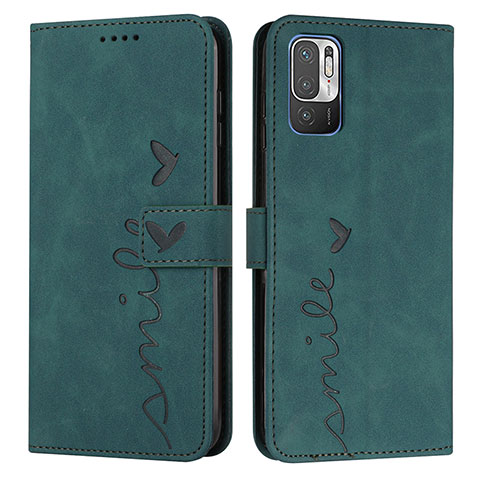 Custodia Portafoglio In Pelle Cover con Supporto Y03X per Xiaomi Redmi Note 10T 5G Verde