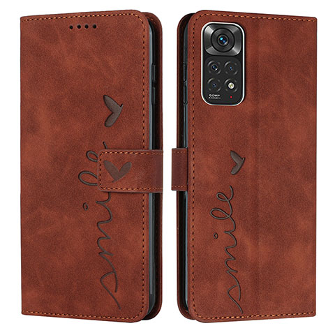 Custodia Portafoglio In Pelle Cover con Supporto Y03X per Xiaomi Redmi Note 11 4G (2022) Marrone