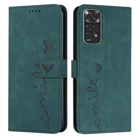 Custodia Portafoglio In Pelle Cover con Supporto Y03X per Xiaomi Redmi Note 11 4G (2022) Verde