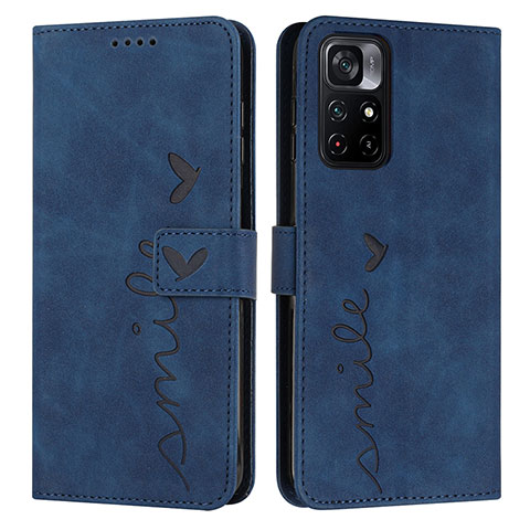 Custodia Portafoglio In Pelle Cover con Supporto Y03X per Xiaomi Redmi Note 11 5G Blu