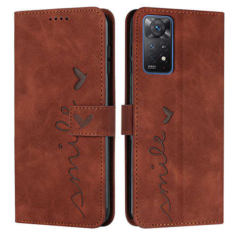 Custodia Portafoglio In Pelle Cover con Supporto Y03X per Xiaomi Redmi Note 11 Pro 4G Marrone