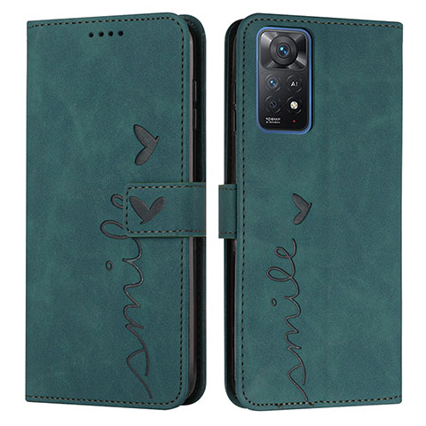 Custodia Portafoglio In Pelle Cover con Supporto Y03X per Xiaomi Redmi Note 11 Pro 4G Verde