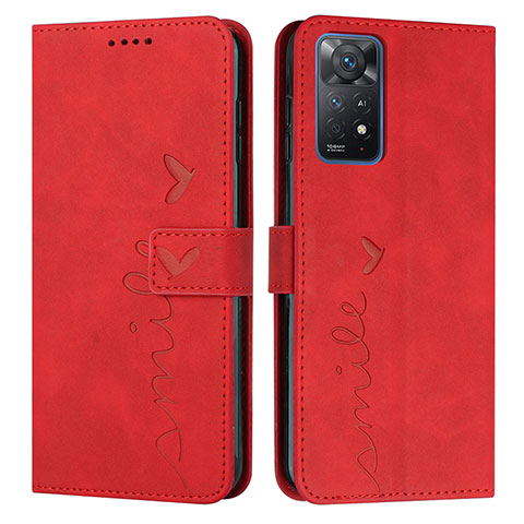 Custodia Portafoglio In Pelle Cover con Supporto Y03X per Xiaomi Redmi Note 11 Pro 5G Rosso