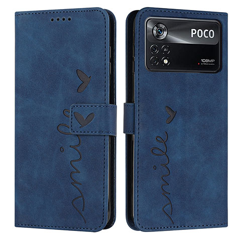 Custodia Portafoglio In Pelle Cover con Supporto Y03X per Xiaomi Redmi Note 11E Pro 5G Blu