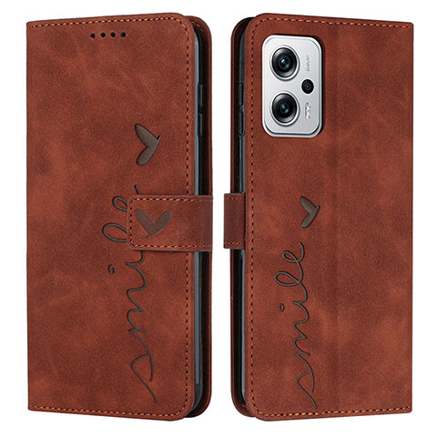 Custodia Portafoglio In Pelle Cover con Supporto Y03X per Xiaomi Redmi Note 12T Pro 5G Marrone