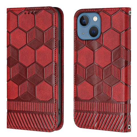 Custodia Portafoglio In Pelle Cover con Supporto Y04B per Apple iPhone 14 Plus Rosso Rosa