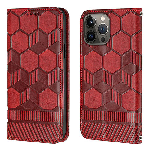 Custodia Portafoglio In Pelle Cover con Supporto Y04B per Apple iPhone 16 Pro Rosso Rosa