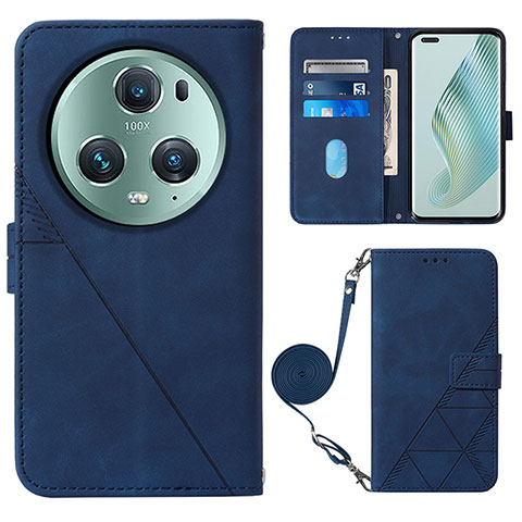 Custodia Portafoglio In Pelle Cover con Supporto Y04B per Huawei Honor Magic5 Pro 5G Blu