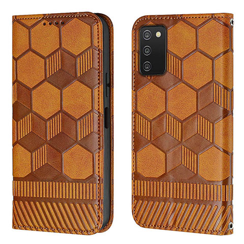 Custodia Portafoglio In Pelle Cover con Supporto Y04B per Samsung Galaxy A02s Marrone Chiaro