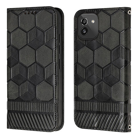 Custodia Portafoglio In Pelle Cover con Supporto Y04B per Samsung Galaxy A03 Nero