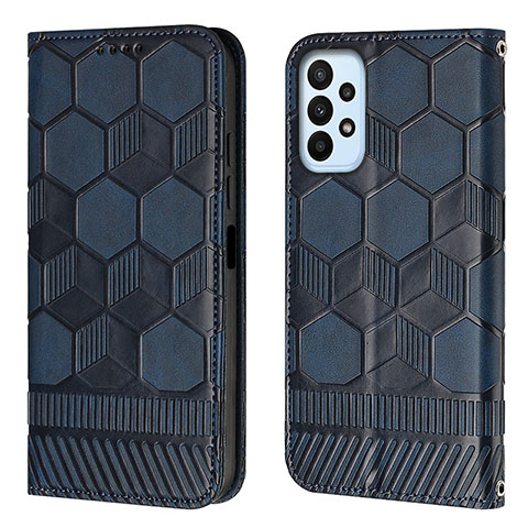 Custodia Portafoglio In Pelle Cover con Supporto Y04B per Samsung Galaxy A23 4G Blu