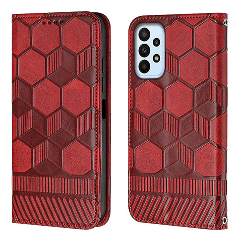 Custodia Portafoglio In Pelle Cover con Supporto Y04B per Samsung Galaxy A23 4G Rosso