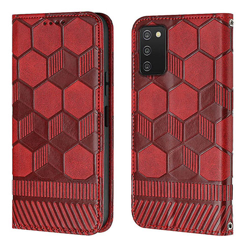 Custodia Portafoglio In Pelle Cover con Supporto Y04B per Samsung Galaxy F02S SM-E025F Rosso