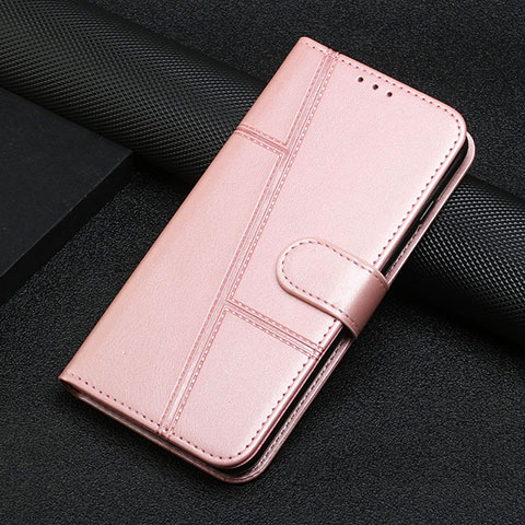 Custodia Portafoglio In Pelle Cover con Supporto Y04X per Motorola Moto E22i Oro Rosa