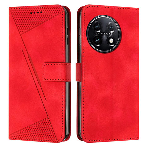 Custodia Portafoglio In Pelle Cover con Supporto Y04X per OnePlus 11 5G Rosso