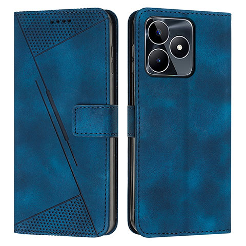 Custodia Portafoglio In Pelle Cover con Supporto Y04X per Realme C53 Blu