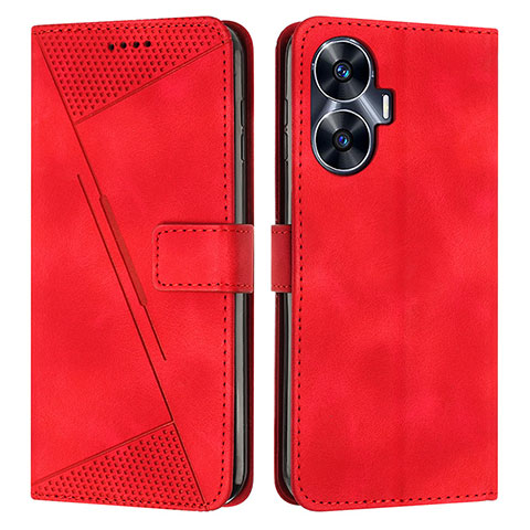 Custodia Portafoglio In Pelle Cover con Supporto Y04X per Realme C55 Rosso