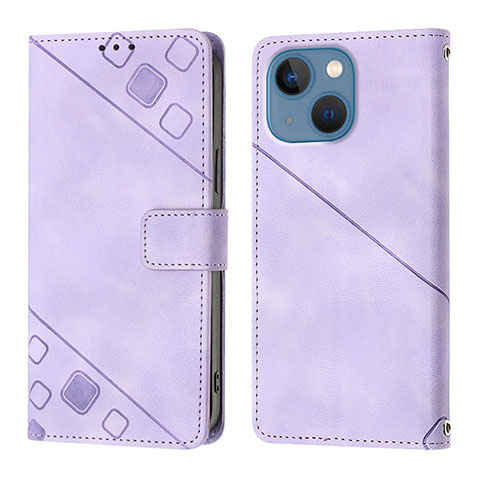 Custodia Portafoglio In Pelle Cover con Supporto Y05B per Apple iPhone 15 Plus Viola