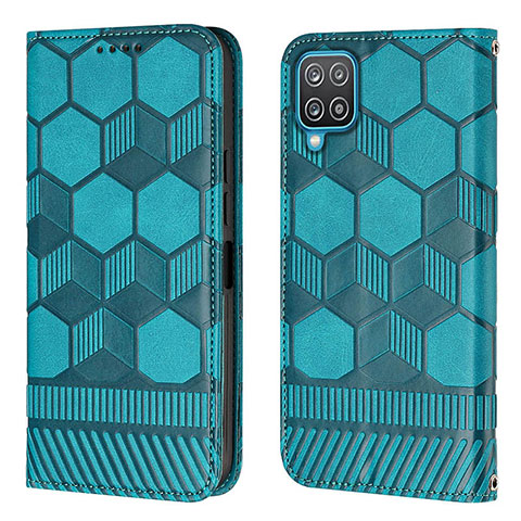 Custodia Portafoglio In Pelle Cover con Supporto Y05B per Samsung Galaxy A12 Nacho Ciano