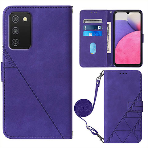 Custodia Portafoglio In Pelle Cover con Supporto Y07B per Samsung Galaxy A02s Viola