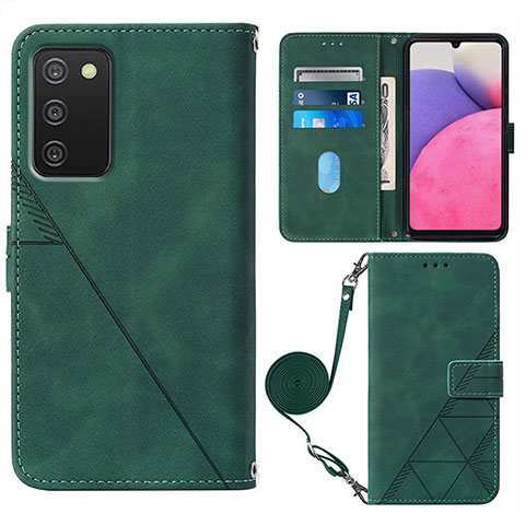 Custodia Portafoglio In Pelle Cover con Supporto Y07B per Samsung Galaxy M02s Verde