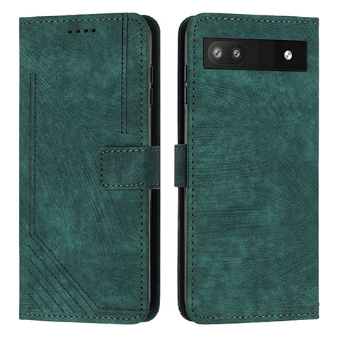 Custodia Portafoglio In Pelle Cover con Supporto Y07X per Google Pixel 6a 5G Verde