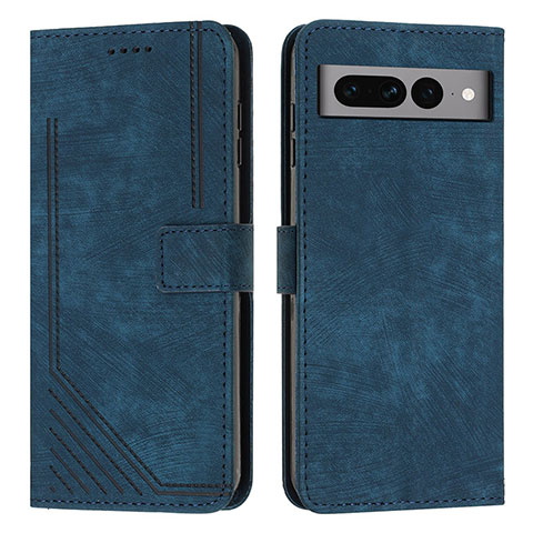 Custodia Portafoglio In Pelle Cover con Supporto Y07X per Google Pixel 7 Pro 5G Blu