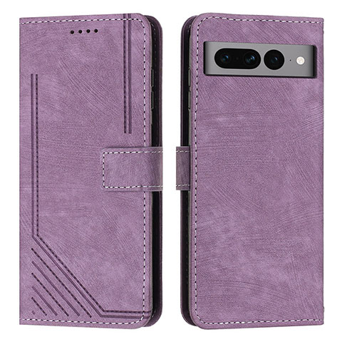 Custodia Portafoglio In Pelle Cover con Supporto Y07X per Google Pixel 7 Pro 5G Viola