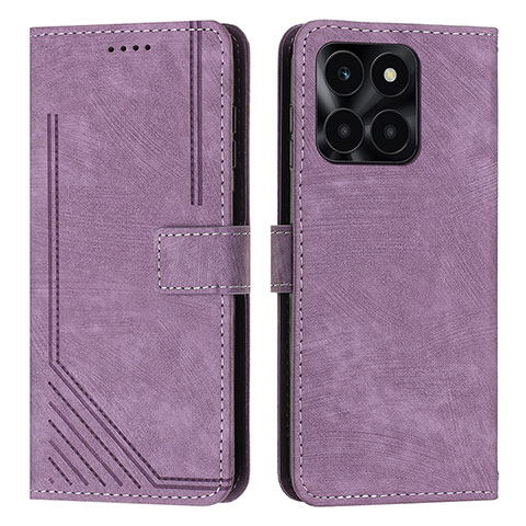 Custodia Portafoglio In Pelle Cover con Supporto Y07X per Huawei Honor X6a Viola