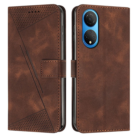 Custodia Portafoglio In Pelle Cover con Supporto Y07X per Huawei Honor X7 Marrone