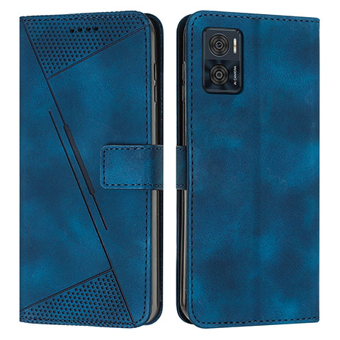 Custodia Portafoglio In Pelle Cover con Supporto Y07X per Motorola Moto E22 Blu