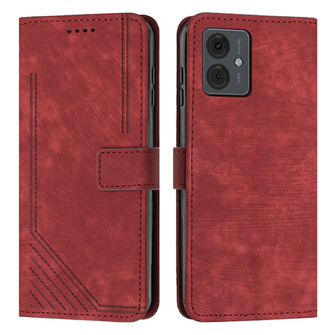 Custodia Portafoglio In Pelle Cover con Supporto Y07X per Motorola Moto G14 Rosso