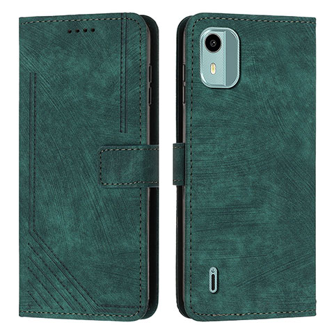 Custodia Portafoglio In Pelle Cover con Supporto Y07X per Nokia C12 Pro Verde