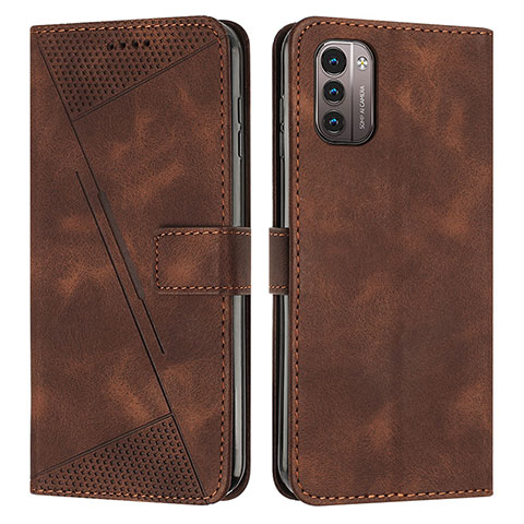 Custodia Portafoglio In Pelle Cover con Supporto Y07X per Nokia G11 Marrone