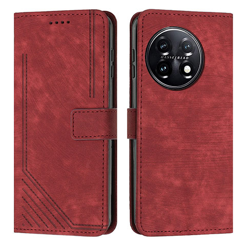 Custodia Portafoglio In Pelle Cover con Supporto Y07X per OnePlus 11 5G Rosso