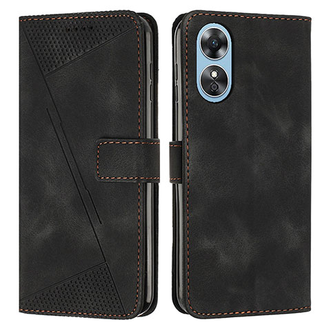 Custodia Portafoglio In Pelle Cover con Supporto Y07X per Oppo A17 Nero