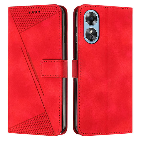 Custodia Portafoglio In Pelle Cover con Supporto Y07X per Oppo A17 Rosso