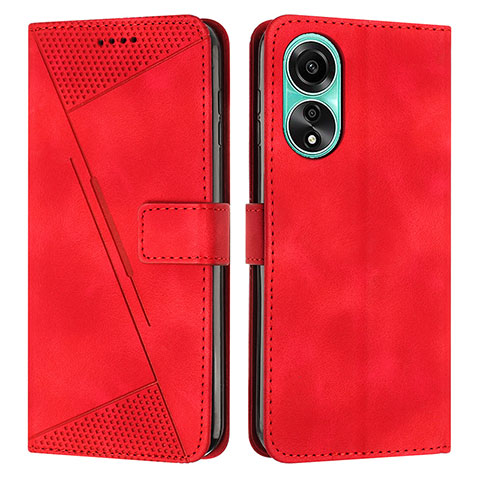 Custodia Portafoglio In Pelle Cover con Supporto Y07X per Oppo A18 Rosso