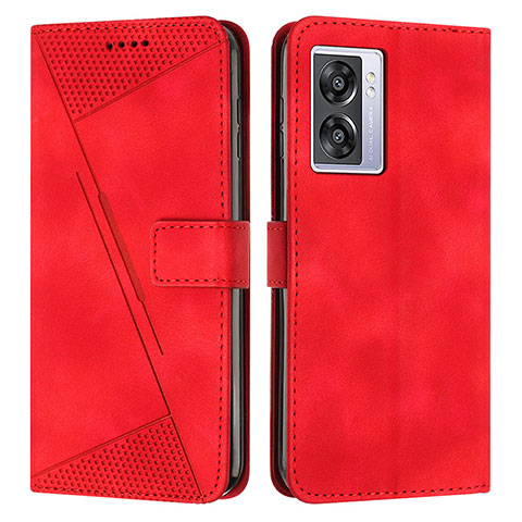 Custodia Portafoglio In Pelle Cover con Supporto Y07X per Oppo A77 5G Rosso