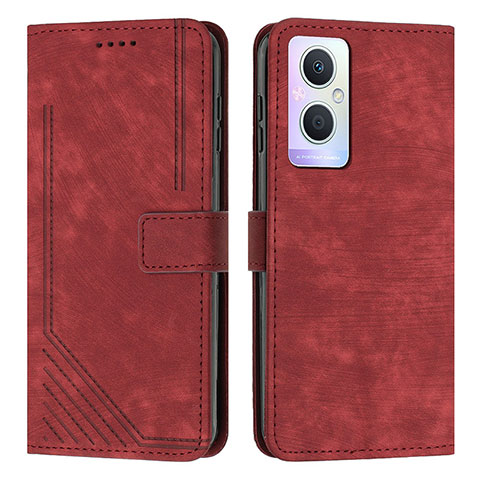 Custodia Portafoglio In Pelle Cover con Supporto Y07X per Oppo A96 5G Rosso