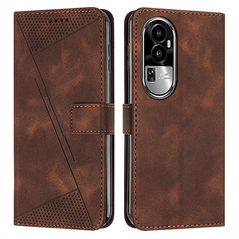 Custodia Portafoglio In Pelle Cover con Supporto Y07X per Oppo Reno10 Pro+ Plus 5G Marrone