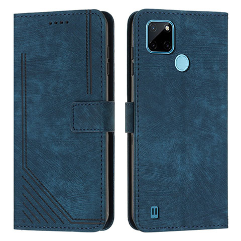 Custodia Portafoglio In Pelle Cover con Supporto Y07X per Realme C21Y Blu