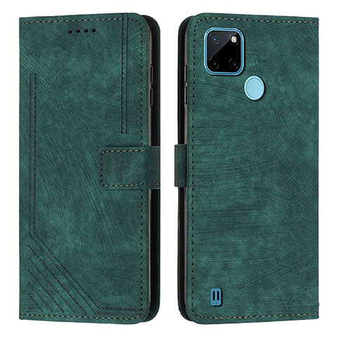 Custodia Portafoglio In Pelle Cover con Supporto Y07X per Realme C25Y Verde