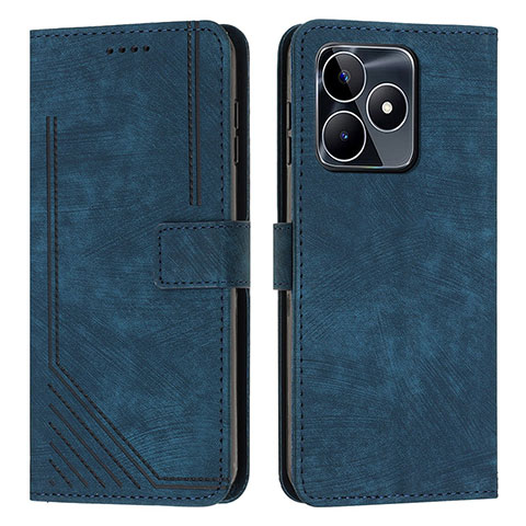 Custodia Portafoglio In Pelle Cover con Supporto Y07X per Realme C51 Blu